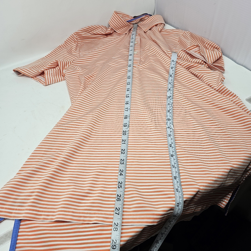 RLX Orange White Striped Polo Men's Size Large Stretch Club Logo On Chest. RLX - Picture 9 of 9